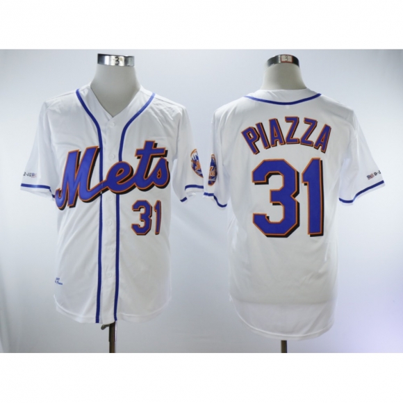 Men's New York Mets #31 Mike Piazza White Throwback Flexbase Stitched MLB Jersey