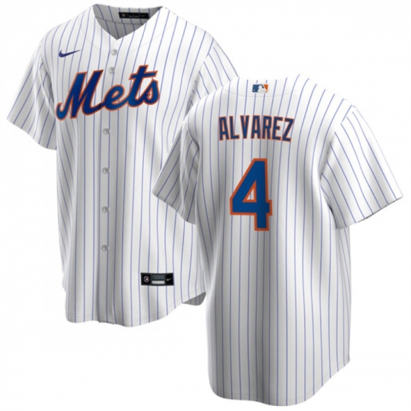Men's New York Mets #4 Francisco ?lvarez White Cool Base Stitched Baseball Jersey