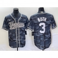 Men's New York Yankees #3 Babe Ruth Gray Camo With Patch Cool Base Stitched Baseball Jersey