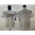 Men's New York Yankees White Team Big Logo Cool Base With Patch Stitched Baseball Jersey