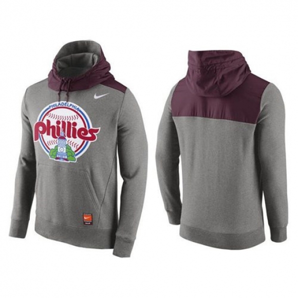 Men's Philadelphia Phillies Nike Gray Cooperstown Collection Hybrid Pullover Hoodie