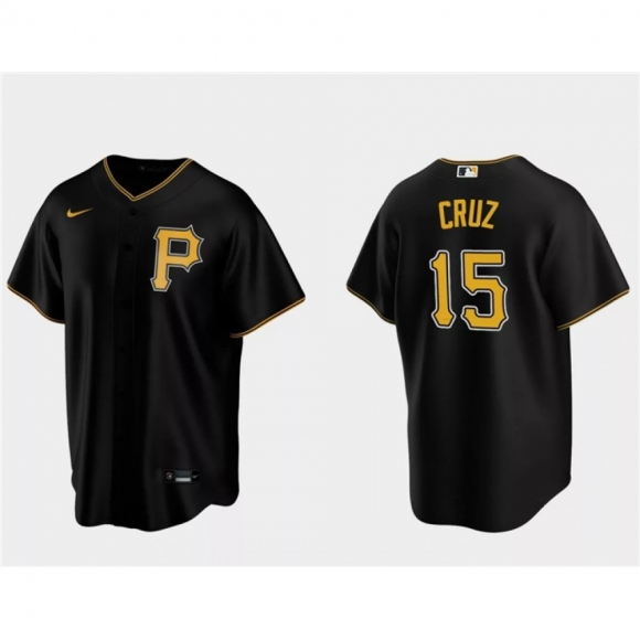 Men's Pittsburgh Pirates #15 Oneil Cruz Black Cool Base Stitched Baseball Jersey