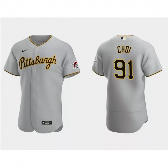 Men's Pittsburgh Pirates #91 Ji Man Choi Grey Flex Base Stitched Baseball Jersey