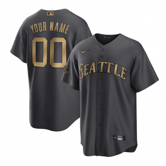 Men's Seattle Mariners ACTIVE Player Custom 2022 All-Star Charcoal Cool Base Stitched Baseball Jersey