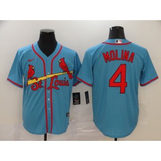 Men's St. Louis Cardinals #4 Yadier Molina Blue Cool Base Stitched MLB Jersey
