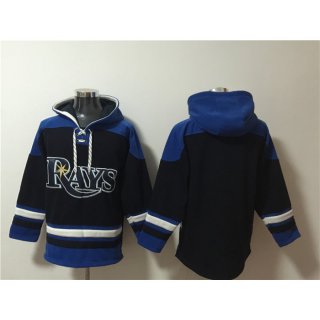 Men's Tampa Bay Rays Blank Black/Blue Lace-Up Pullover Hoodie