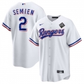 Men's Texas Rangers #2 Marcus Semien 2023 White World Series Stitched Baseball Jersey
