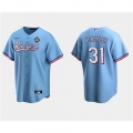 Men's Texas Rangers #31 Max Scherzer Blue 2023 World Series Stitched Baseball Jersey