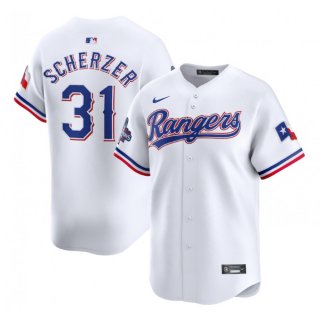 Men's Texas Rangers #31 Max Scherzer White 2023 World Series Champions Stitched Baseball Jersey