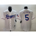 Men's Texas Rangers #5 Corey Seager White Cool Base Stitched Baseball Jersey