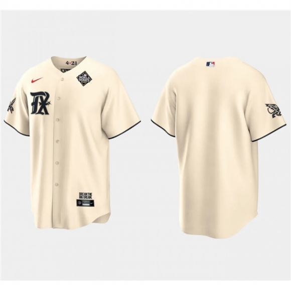 Men's Texas Rangers Blank Cream 2023 World Series City Connect Stitched Baseball Jersey