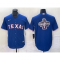 Men's Texas Rangers Royal 2023 World Series Champions Big Logo Cool Base Stitched Baseball Jersey