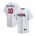 Men's USA Baseball #10 J.T. Realmuto 2023 White World Baseball Classic Stitched Jersey