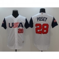 Men's USA Baseball #28 Buster Posey White 2017 World Baseball Classic Stitched WBC Jersey