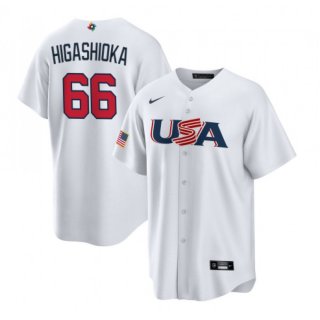 Men's USA Baseball #66 Kyle Higashioka 2023 White World Baseball Classic Stitched Jersey