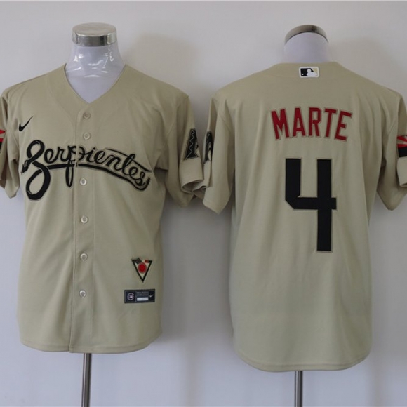 Men's Arizona Diamondbacks #4 Ketel Marte Cream Cool Base Stitched Baseball Jersey