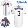 Mets #3 Curtis Granderson White Alternate Cool Base W/2015 World Series Patch Stitched MLB Jersey