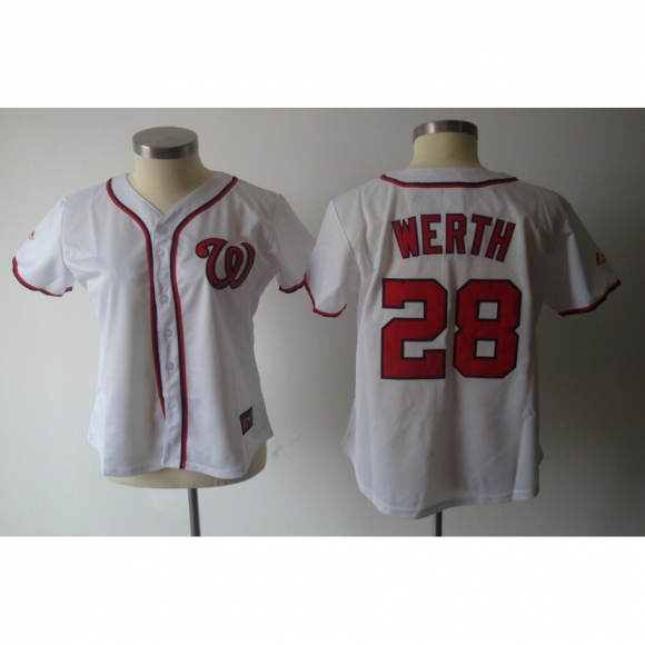 Nationals #28 Jayson Werth White Women's Fashion Stitched MLB Jersey