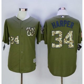 Nationals #34 Bryce Harper Green Camo New Cool Base Stitched MLB Jersey