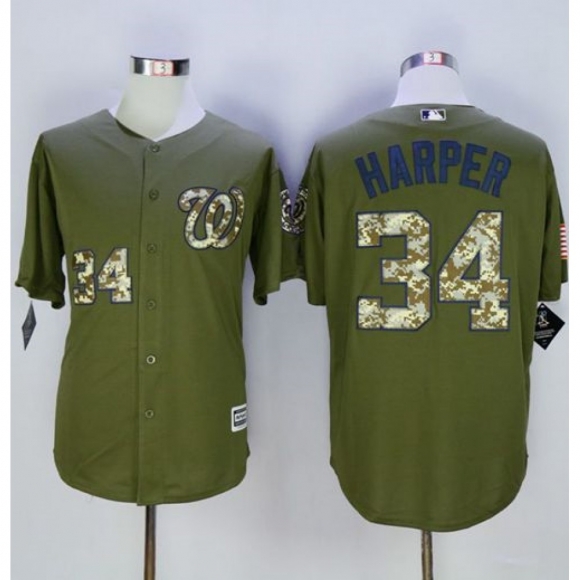 Nationals #34 Bryce Harper Green Camo New Cool Base Stitched MLB Jersey