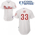 Phillies #33 Cliff Lee White(Red Strip) Cool Base Stitched Youth MLB Jersey