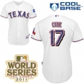 Rangers #17 Nelson Cruz White Cool Base 2011 World Series Patch Stitched MLB Jersey