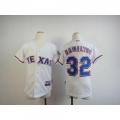 Rangers #32 Josh Hamilton White 2010 World Series Patch Stitched Youth MLB Jersey