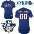 Rangers Customized Authentic Blue Cool Base MLB Jersey w/2010 World Series Patch