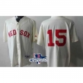 Red Sox #15 Dustin Pedroia Cream Cool Base 2013 World Series Champions Patch Stitched MLB Jersey