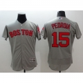 Red Sox #15 Dustin Pedroia Grey Flexbase Authentic Collection Stitched MLB Jersey