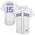 Red Sox #15 Dustin Pedroia White Flexbase Authentic Collection 2016 Father's Day Stitched MLB Jersey