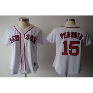 Red Sox #15 Dustin Pedroia White Women's Fashion Stitched MLB Jersey