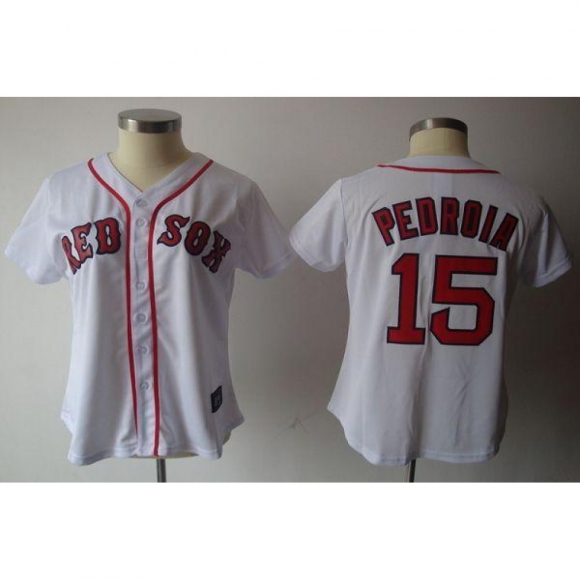 Red Sox #15 Dustin Pedroia White Women's Fashion Stitched MLB Jersey