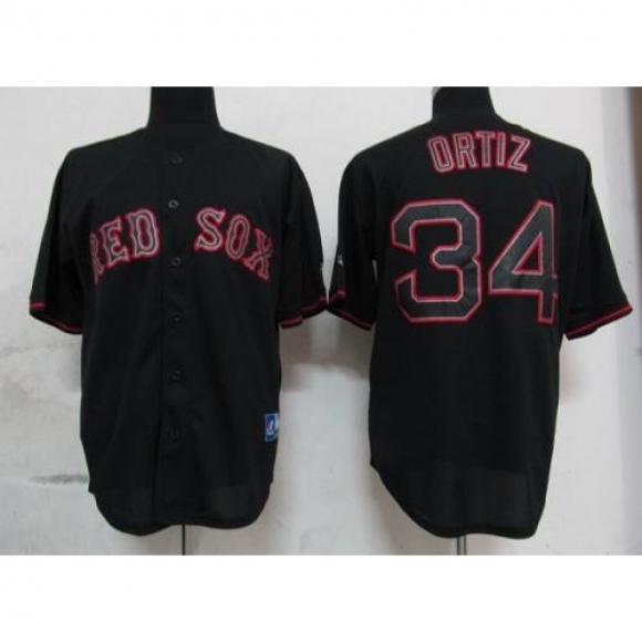 Red Sox #34 David Ortiz Black Fashion Stitched MLB Jersey