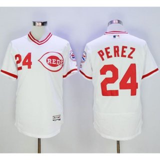 Reds #24 Tony Perez White Flexbase Authentic Collection Cooperstown Stitched MLB Jersey