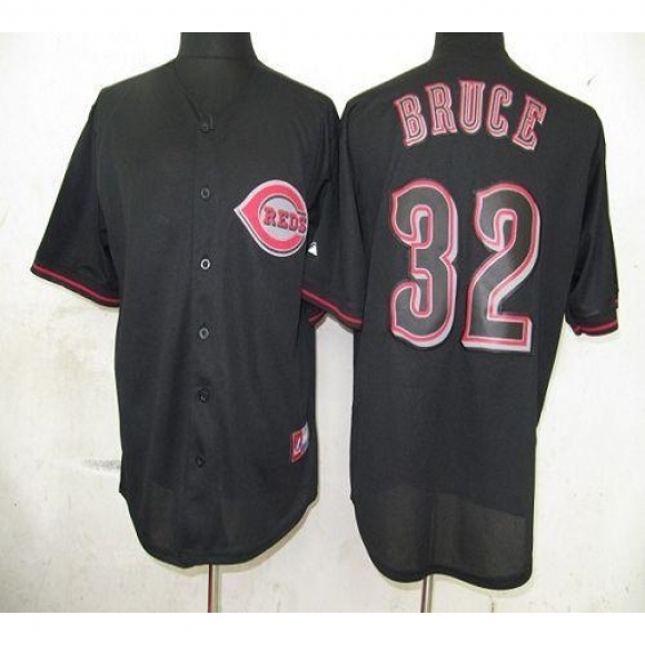 Reds #32 Jay Bruce Black Fashion Stitched MLB Jersey