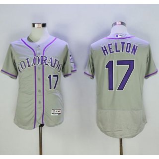 Rockies #17 Todd Helton Grey Flexbase Authentic Collection Stitched MLB Jersey