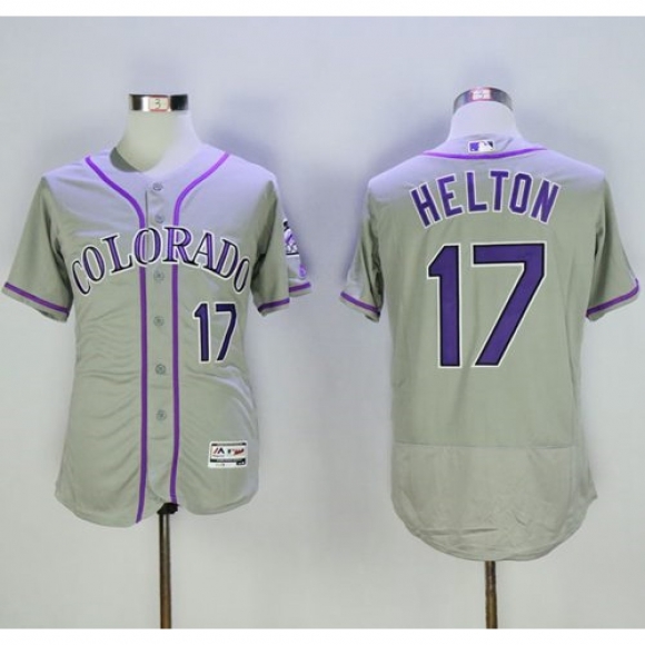 Rockies #17 Todd Helton Grey Flexbase Authentic Collection Stitched MLB Jersey
