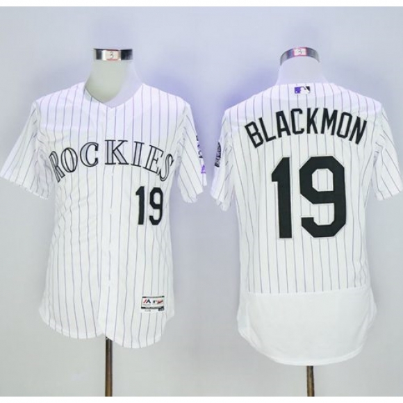 Rockies #19 Charlie Blackmon White Strip Flexbase Authentic Collection Stitched MLB Jersey