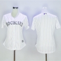Rockies Blank White Strip Women's Home Stitched MLB Jersey