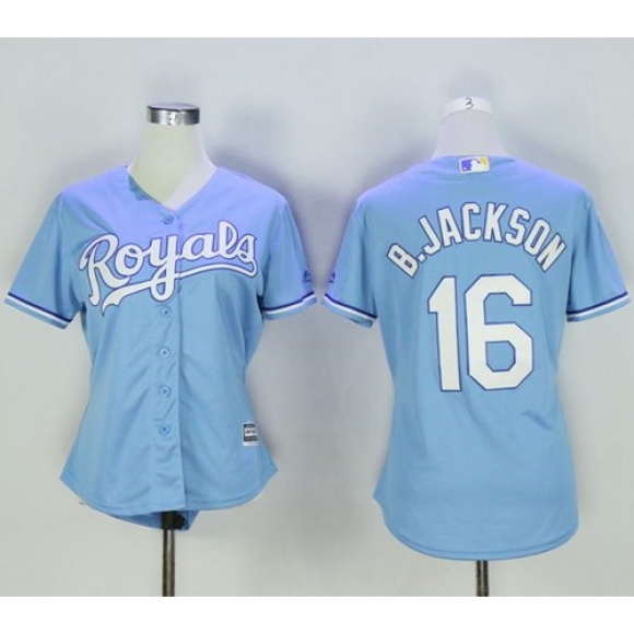 Royals #16 Bo Jackson Light Blue Women's Alternate 1 Stitched MLB Jersey