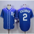 Royals #2 Alcides Escobar Blue Alternate 2 New Cool Base Stitched MLB Jersey