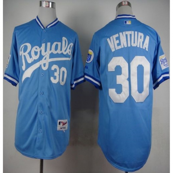 Royals #30 Yordano Ventura Light Blue 1985 Turn Back The Clock Stitched MLB Jersey