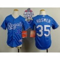 Royals #35 Eric Hosmer Blue Cool Base Alternate 1 W/2015 World Series Patch Stitched Youth MLB Jersey