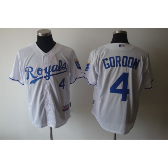 Royals #4 Alex Gordon White Cool Base Stitched MLB Jersey