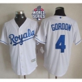 Royals #4 Alex Gordon White New Cool Base W/2015 World Series Patch Stitched MLB Jersey