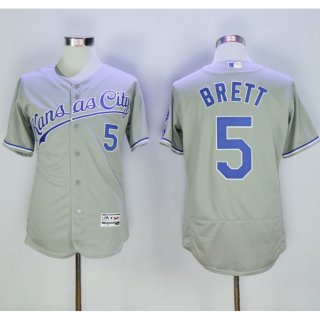 Royals #5 George Brett Grey Flexbase Authentic Collection Stitched MLB Jersey