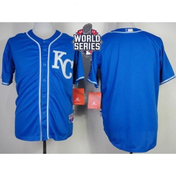 Royals Blank Blue Alternate 2 Cool Base W/2015 World Series Patch Stitched MLB Jersey