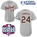 Tigers #24 Miguel Cabrera Grey Cool Base w/2012 World Series Patch Stitched MLB Jersey