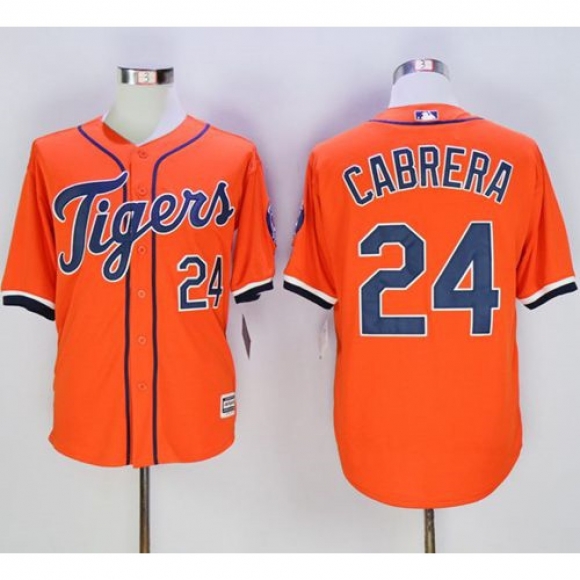 Tigers #24 Miguel Cabrera Orange New Cool Base Stitched MLB Jersey